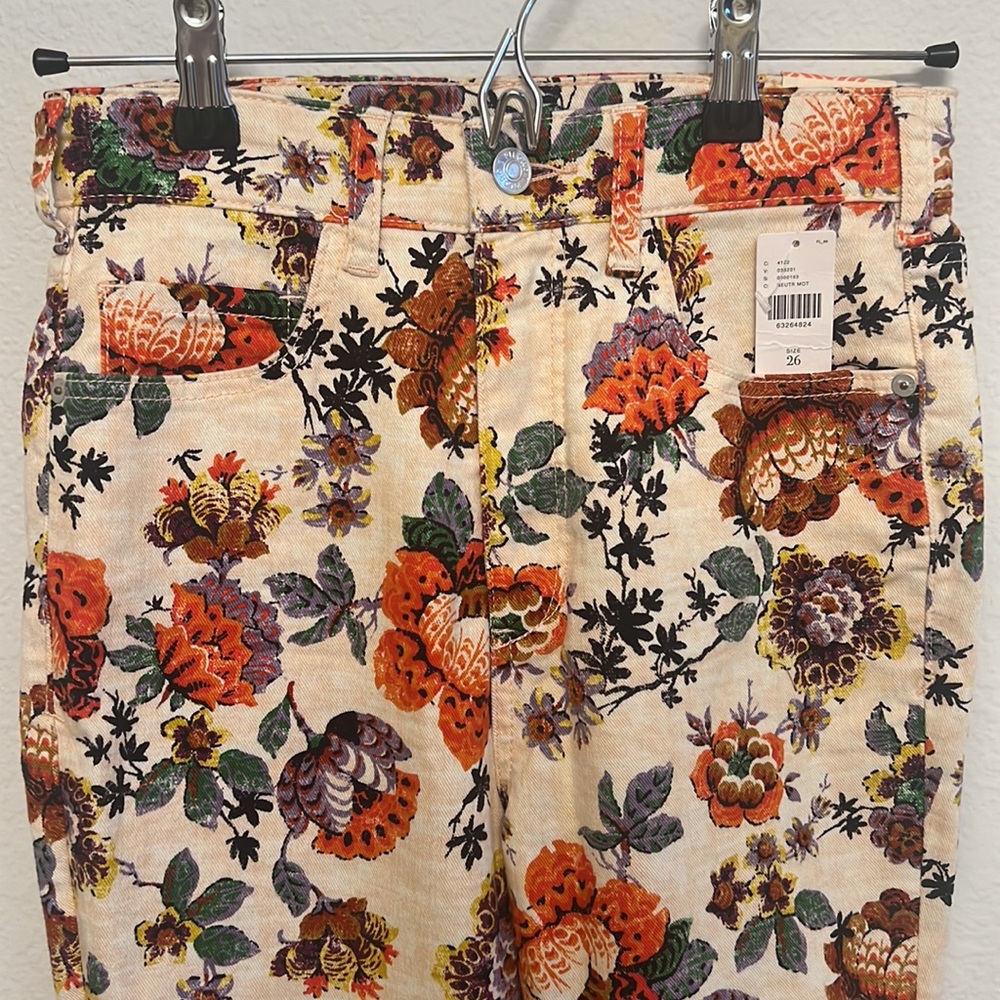 NWT! Anthropologie Pilcro High-Rise Cigarette Slim Straight Jeans Floral size 26 - Picture 7 of 8